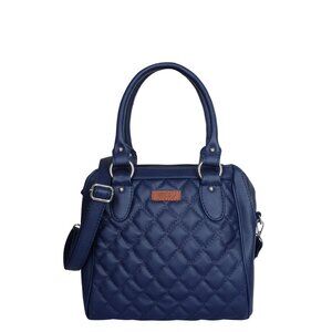 Vegan Leather Women’s Blue Handbag – Top Handle Satchel with Crossbody Strap